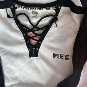 Victoria's Secret PINK Black Lace-Up Detail very cute lace oversized look ✨